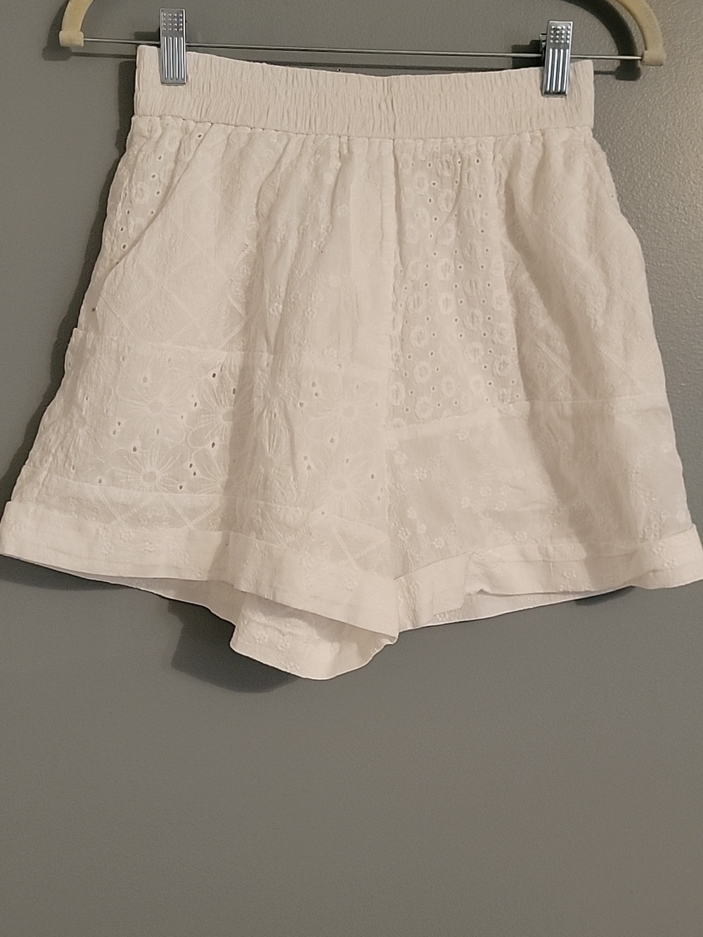 FRNCH Paris Eyelet Shorts with Smocked Waist